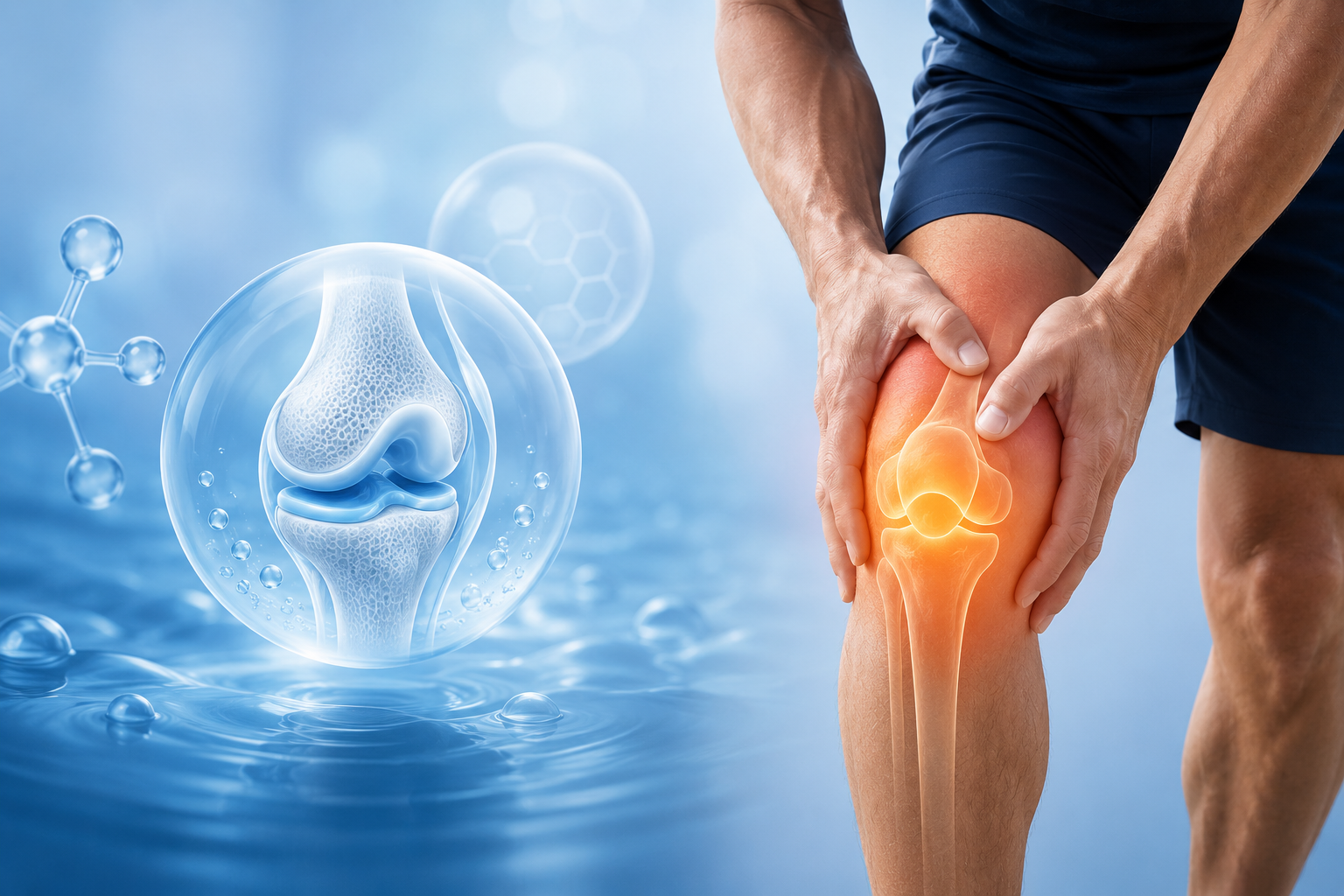 Knee joint with cartilage hydration visualization
